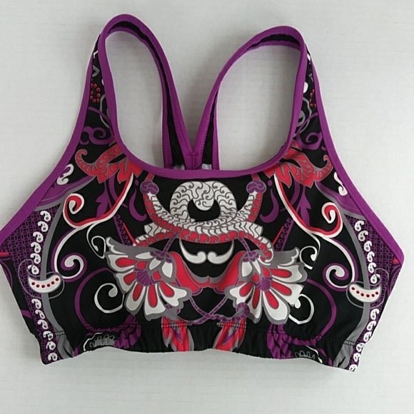 Athleta Paisley Floral Two Piece Bikini Set XS Black Purple Magenta Boho - Picture 7 of 14